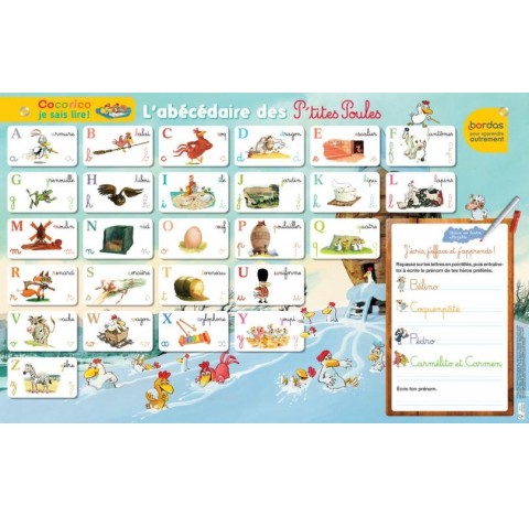 Poster ardoise effaçable  Alphabet les Petites poules