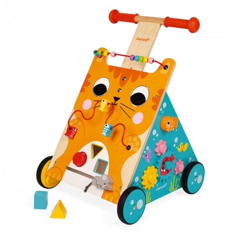 Chariot  à pousser en bois CHAT  multi activités 