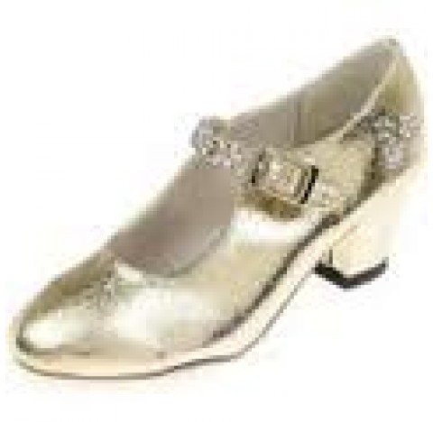 Chaussures de bal de princesse, en simili cuir de couleur or, taille 27