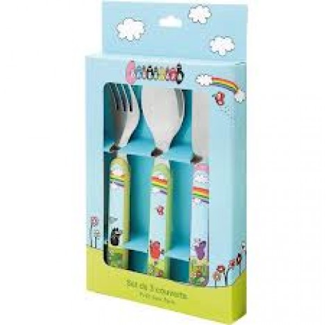 Set de 3 couverts inox multicouleur enfant BARBAPAPA