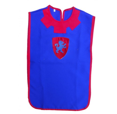 Déguisement tunique de chevalier Kamelot bleu et rouge taille S