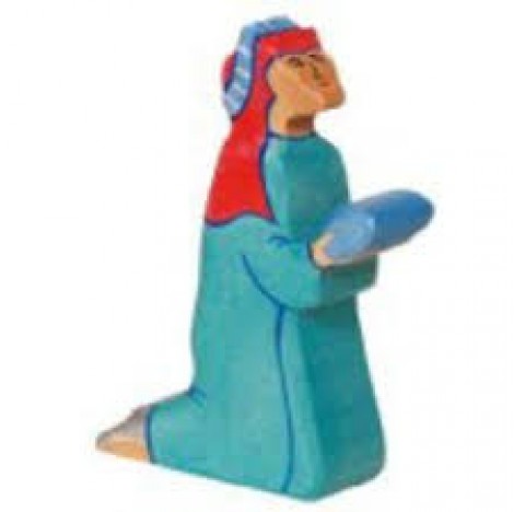 Figurine Roi Mage Balthazar en bois pour la crèche