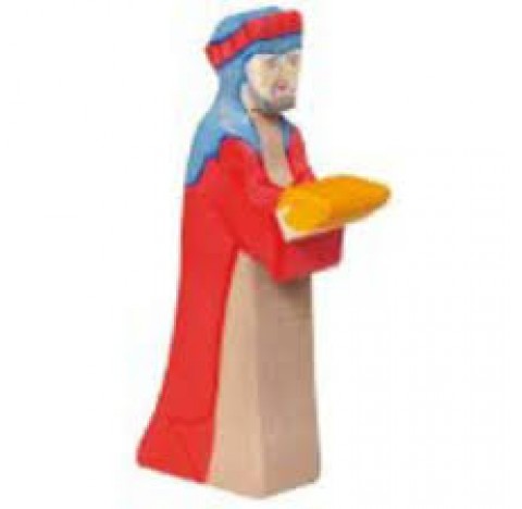 Figurine Roi Mage Gaspard en bois pour la crèche