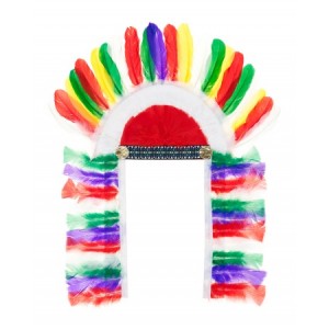 Coiffe parure de plumes d' indien, plumes multicolores