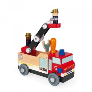 Camion de pompiers bien costaud et ses outils Bricokids