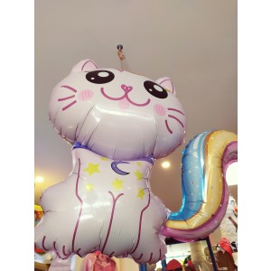 Grand ballon en mylar Le Chat licorne rose, gonflage à l'hélium et livraison à domicile possibles