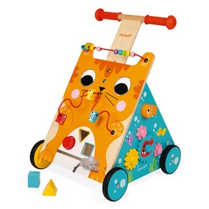 Chariot  à pousser en bois CHAT  multi activités 