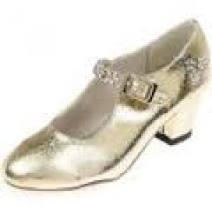 Chaussures de bal de princesse  en simili cuir doré lamé , taille 30