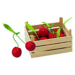 Cagette  de fruits en bois et sa cargaison de cerises gourmandes