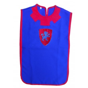 Déguisement tunique de chevalier Kamelot bleu et rouge taille L