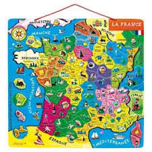 Puzzle carte de France, en bois, magnétique