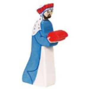 Figurine Roi Mage Melchior en bois pour la crèche