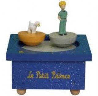 Boîte à musique en bois avec 2 sujets dansants, thème Petit Prince