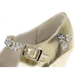 Chaussures de bal de princesse  en simili cuir doré lamé , taille 30