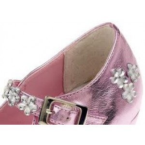 Chaussures de bal de princesse en simili cuir couleur rose irisé, taille 25